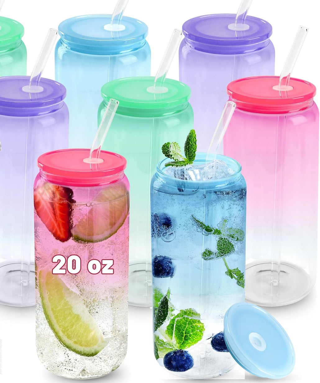 20oz Colored Ombre Glass Cup