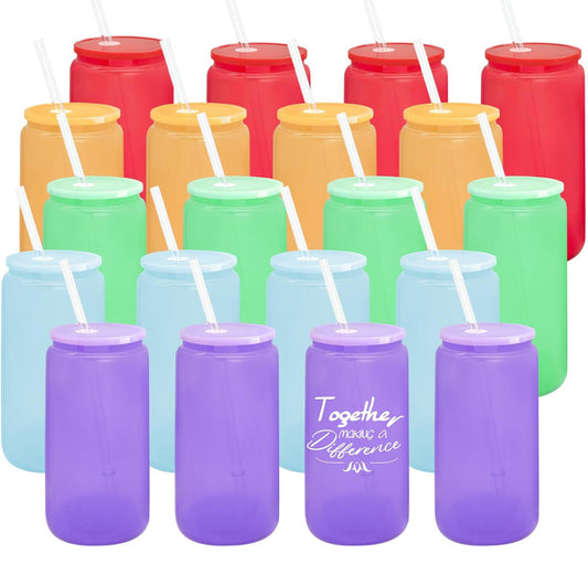 16oz Solid Colored Glass Cup