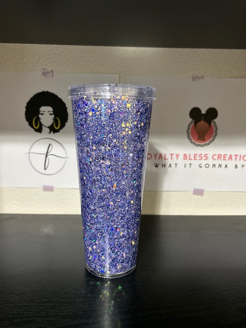 Purple Glitter 24oz Acrylic Snow Globe Cup