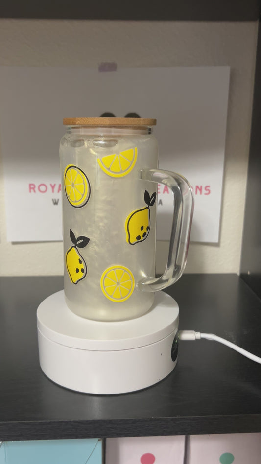 Glass 16oz w/handle Snowglobe Cup