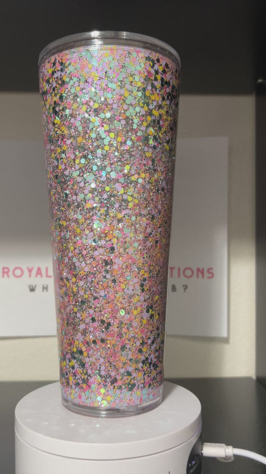 24oz Acrylic Pink Glitter Snow globe